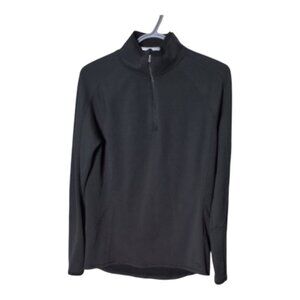 L.L. Bean Men's Midweight Base Layer 1/4 Zip Mockneck Size M Thumbholes Black